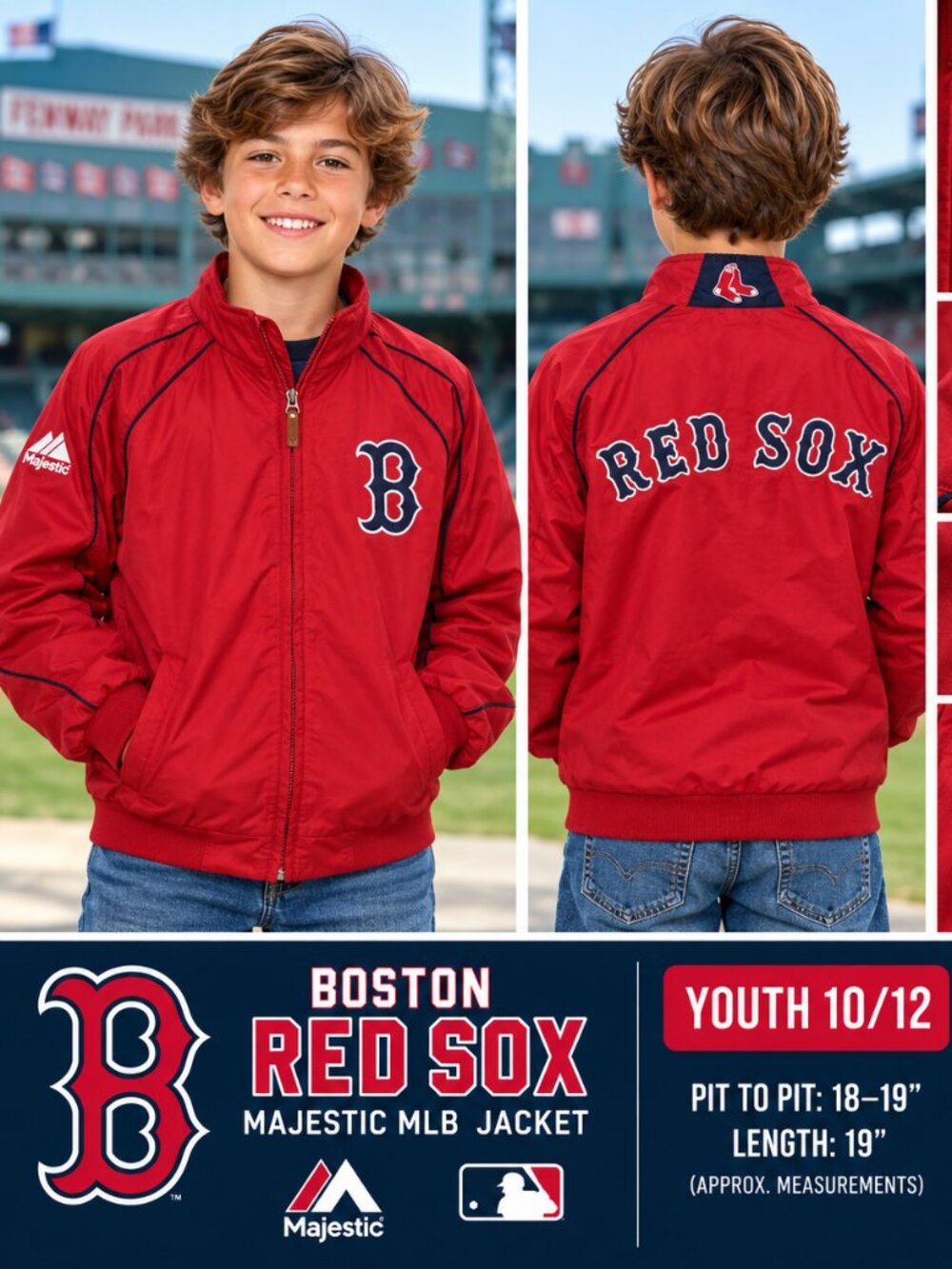 Boston Red Sox Majestic Youth 10/12 Full Zip Jacket – $29